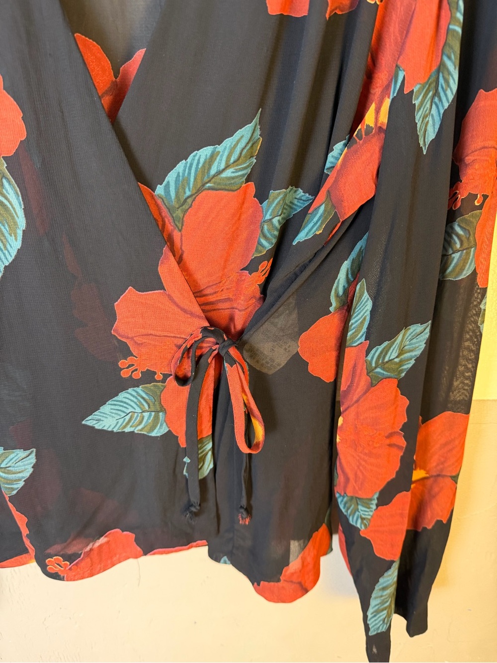 Carole Little Black Floral Side Tie Top - Picture 3 of 10